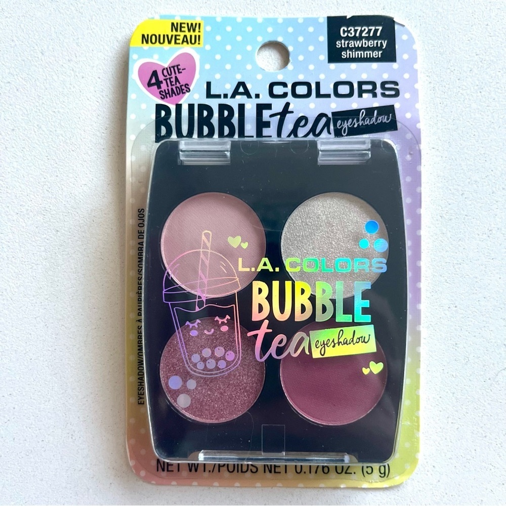 💜 L.A. Colors Bubble Tea, Shimmer Eyeshadow Palette, Strawberry - Picture 1 of 2